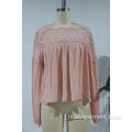 Ronde hals Lady Ruffle mouwen blouse kant